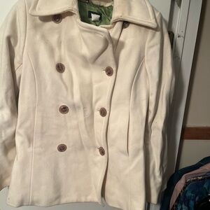 J. Crew Women's Ivory Double-Breasted Pea Coat